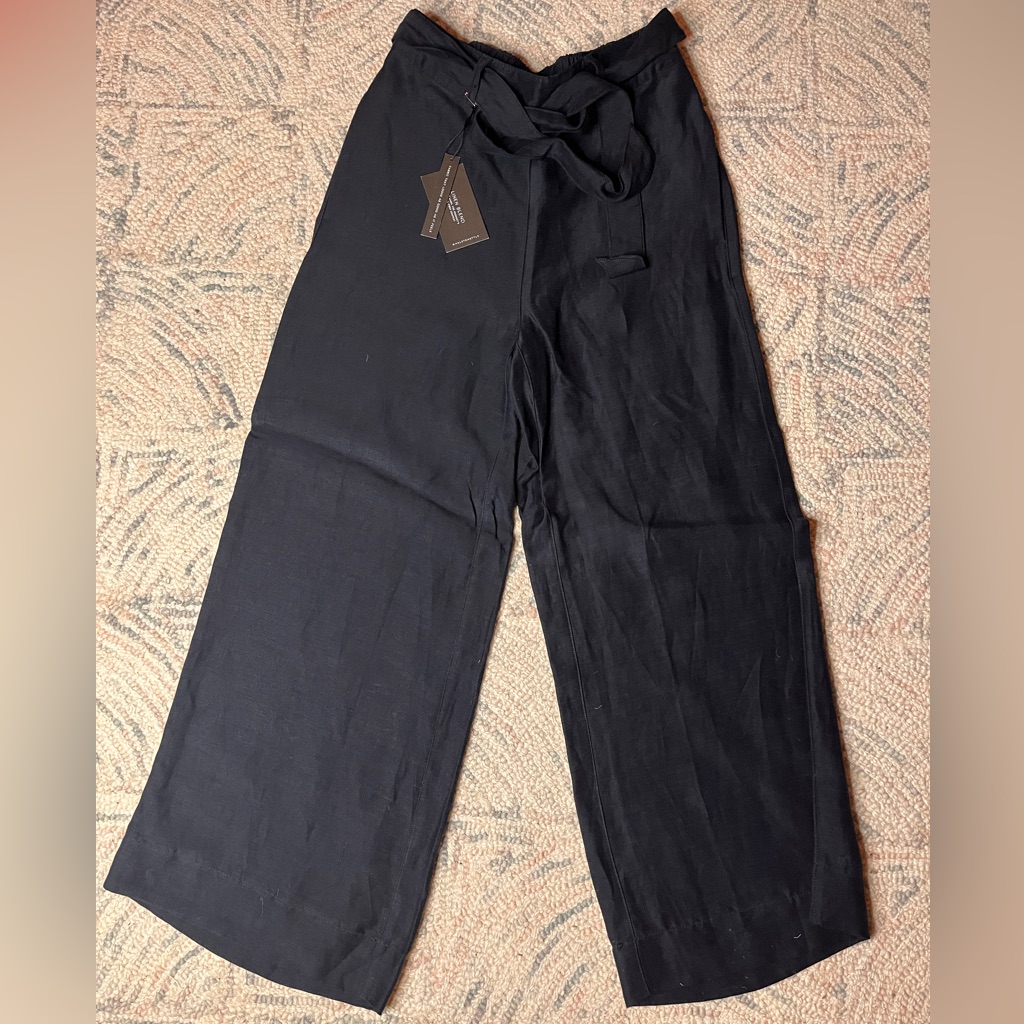 Halston Heritage Linen Blend Black Dress Pants